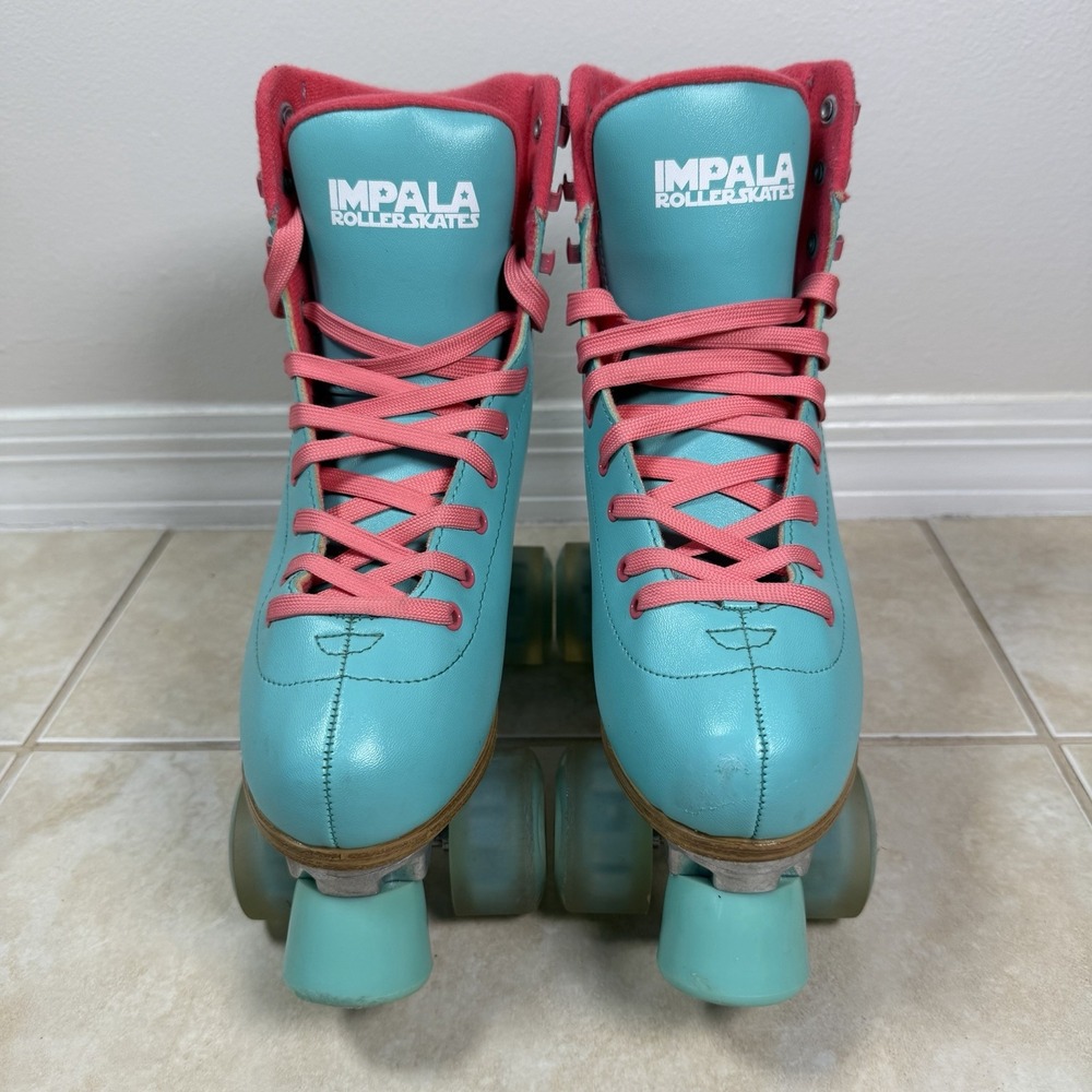 Impala Rollerskates Sidewalk Aqua Pink Quad Roller Skates Women's Size 7 EU 38
